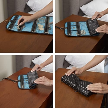 Conair Travel Jewelry Organizer, Travel Jewelry Bag with 6-Zippered Pockets in Black/White by Travel Smart