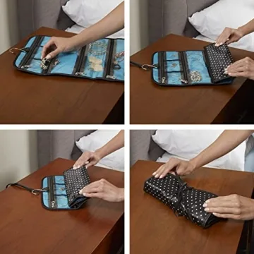 Conair Travel Jewelry Organizer, Travel Jewelry Bag with 6-Zippered Pockets in Black/White by Travel Smart