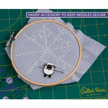 The Quilted Bear Needle Minders - Magnetic Enamel Needle Keeper for Sewing Pins, Sewing Needles, Embroidery Needles, Cross Stitch Needles - Sheep