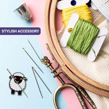 The Quilted Bear Needle Minders - Magnetic Enamel Needle Keeper for Sewing Pins, Sewing Needles, Embroidery Needles, Cross Stitch Needles - Sheep