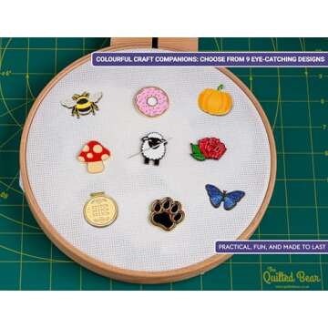 The Quilted Bear Needle Minders - Magnetic Enamel Needle Keeper for Sewing Pins, Sewing Needles, Embroidery Needles, Cross Stitch Needles - Sheep