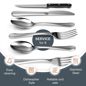 Tribal Cooking 49 Piece Silverware Set for 8 Stunning Finish