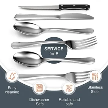 Tribal Cooking 49 Piece Silverware Set for 8 Stunning Finish