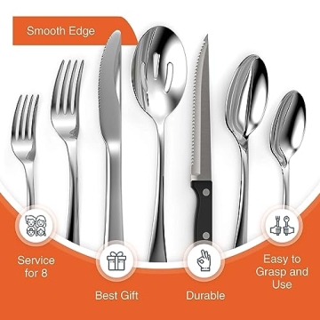 Tribal Cooking 49 Piece Silverware Set for 8 Stunning Finish