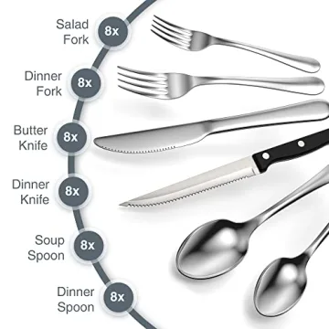 Tribal Cooking 49 Piece Silverware Set for 8 Stunning Finish