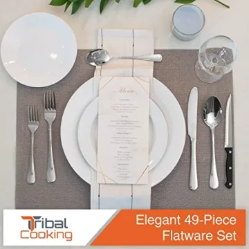 Tribal Cooking 49 Piece Silverware Set for 8 Stunning Finish