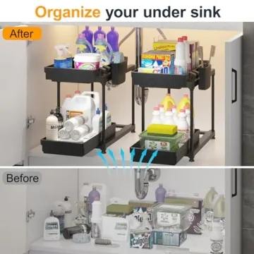 Double Drawer Under Sink Organizer for Home Storage