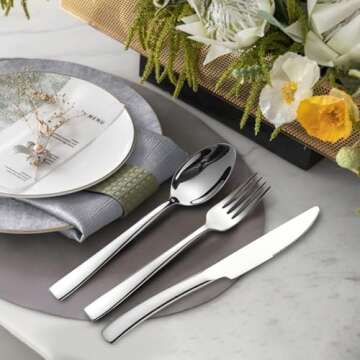 40-Piece Silverware Set, Heavy Duty Stainless Steel Flatware Cutlery Set Service for 8, Food-Grade Utensil Sets for Home Restaurant, Dishwasher Safe