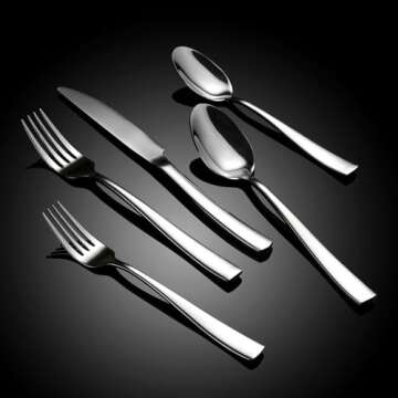 40-Piece Silverware Set, Heavy Duty Stainless Steel Flatware Cutlery Set Service for 8, Food-Grade Utensil Sets for Home Restaurant, Dishwasher Safe