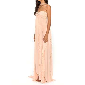 SOLILOQUY Womens Strapless Off Shoulder Wedding Dresses Ruffle Mesh Bridal Tube Dresses Evening Maxi...