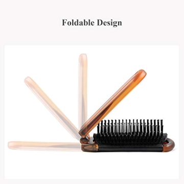 Compact Ancable Folding Hair Brush for Travel with Mirror