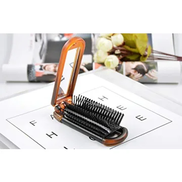 Compact Ancable Folding Hair Brush for Travel with Mirror