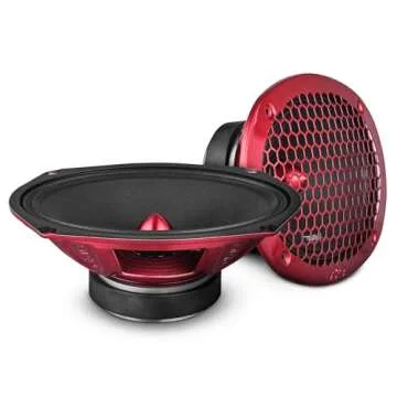DS18 PRO-X698 BM Loudspeaker - 6x9, Midrange, Red Aluminum Bullet, 400W Max, 200W RMS, 8 Ohms - Premium Quality Audio Door Speakers for Car,Truck and Motorcycle Stereo Sound System (1 Speaker)