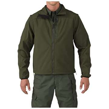 5.11 Tactical Men's Valiant Duty Jacket, TacTec System Compatible, YKK Aquaguard, Sheriff Green, 2X-Large, Style 48153