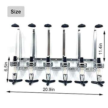 HAPYFMSHI Wall-Mounted House Liquor Dispenser | Alcohol Station Cocktail Tap, Push-Release Valves, Home Bar, Man Cave | Easy Assemble (6 Bottle)