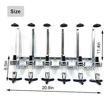 HAPYFMSHI Wall-Mounted House Liquor Dispenser | Alcohol Station Cocktail Tap, Push-Release Valves, Home Bar, Man Cave | Easy Assemble (6 Bottle)