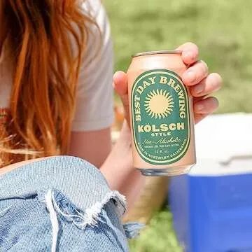 Best Day Brewing Kölsch Non-Alcoholic Craft Beer - 12 Pack - Premium Ingredients for Full Flavor - Low Carb & Low Calorie (12 fl oz cans)