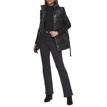 Levi's Women's Vegan Leather Puffer Vest in Black, Medium