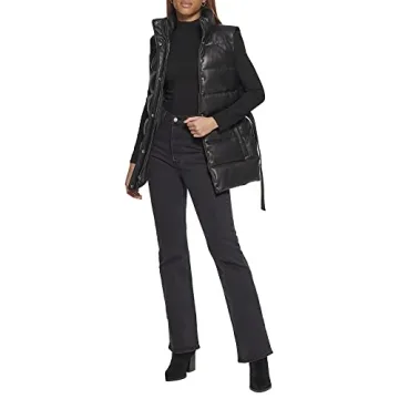 Levi's Women's Vegan Leather Puffer Vest in Black, Medium