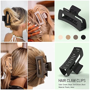 SHALAC Large Pastel Claw Clips for Thick Hair - 10 Pack