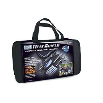 Grill Daddy BBQ Tailgate Grill Accessories Set — 6 Piece Full Size Barbeque Set — Spatula Tongs Fork Spoon and Multitool — Comes in Nice Carrying Case — Great Gift — Easy Storage