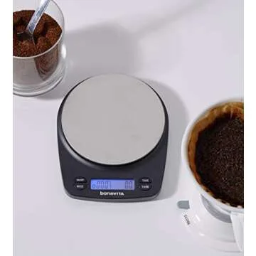 Bonavita BV02001MU Rechargeable Coffee Scale, Silver/Black, 7" x 5.5" x 1.25"