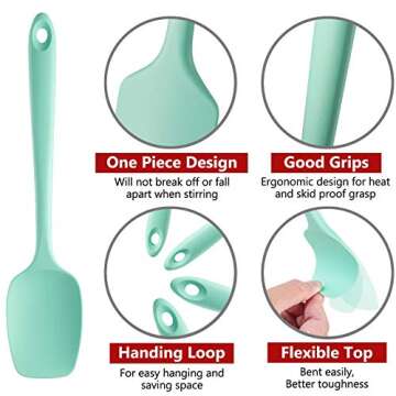 REEVOO Silicone Spatula, 480ºF Heat Resistant Silicone Spatula Set, BPA-Free, Professional for Nons...