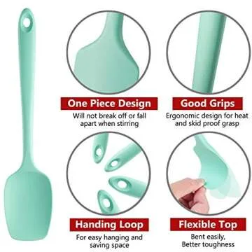 REEVOO Silicone Spatula, 480ºF Heat Resistant Silicone Spatula Set, BPA-Free, Professional for Nons...