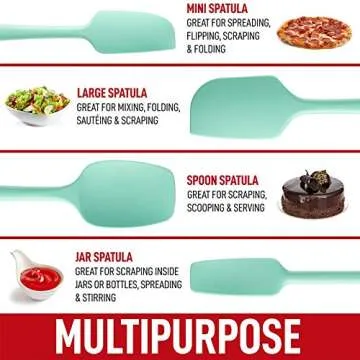 REEVOO Silicone Spatula, 480ºF Heat Resistant Silicone Spatula Set, BPA-Free, Professional for Nonstick Cookware, Special for Cooking, Baking, Mixing (Aqua Sky Four)