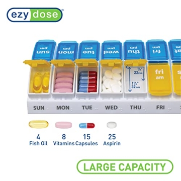 EZY DOSE 7-Day Pill Organizer AM PM Large Compartments