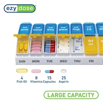 EZY DOSE 7-Day Pill Organizer AM PM Large Compartments