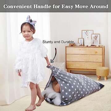 Stuffed Animal Storage Bean Bag for Kids and Adults