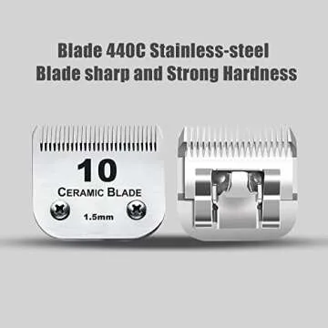 AIJALY 10 Blades Dog Grooming Blades Compatible with Andis/Wahl/Oster Pet Clippers AG AGC Ceramic Sharp Size-10, 1/16-Inch Cut Length (#10 Blade/1PC)