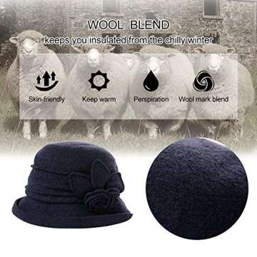 Comhats Womens Vintage Wool Felt Cloche Bucket Hat Winter Packable 1920s Fedora Bowler Church Derby Party Medium Red