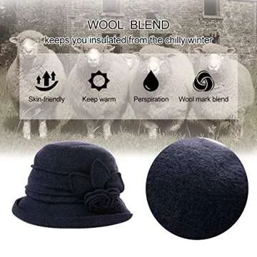 Comhats Womens Vintage Wool Felt Cloche Bucket Hat Winter Packable 1920s Fedora Bowler Church Derby Party Medium Red