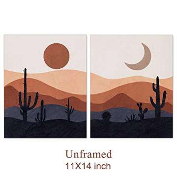 Desert Print, Mid Century Modern Prints, Abstract Landscape Wall Art, Mountain Decor, Cactus Art Pri...