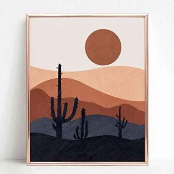 Desert Print, Mid Century Modern Prints, Abstract Landscape Wall Art, Mountain Decor, Cactus Art Print, Desert Art, Set of 2 Prints - 11x14 inch - No Frame