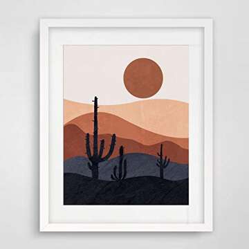 Desert Print, Mid Century Modern Prints, Abstract Landscape Wall Art, Mountain Decor, Cactus Art Print, Desert Art, Set of 2 Prints - 11x14 inch - No Frame