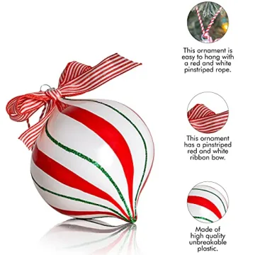 Ornativity Shatterproof Peppermint Candy Ornament Set