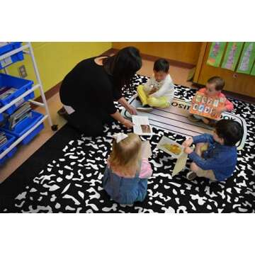Flagship Carpets Schoolgirl Style Composition Notebook Educational Area Rug for Kids Room Seating Décor, Children's Classroom, Play Carpet for Teaching and Playroom, 7'6" x 12'
