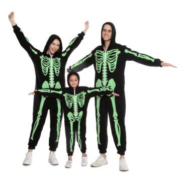 Spooktacular Creations Adult Men Skeleton Pajama, Family Matching Skeleton Jumpsuit Pajama (Glow in the Dark)-S,Black