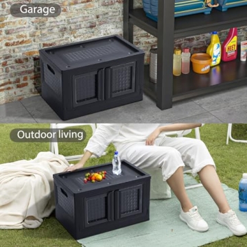 A ALFRESCOOL 82Qt Plastic Storage Bins with Drawers - Foldable Stackable Storage Bins with Lids - Closet Craft Organizers and Storage Drawer Storage for Bedroom Study Toy Room Office Black