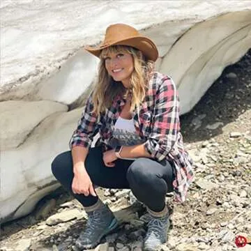 Minnetonka Outback Hat-Flat Brimmed Cowboy Hat for Men and Women Made with Distressed Leather, Hidden Steel Wire in Brim.