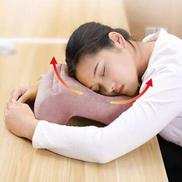 Seacity Nap Desk Sleeping Pillow for Adults and Kids, Memory Cotton Travel Nap Face Pillow with Arm ...