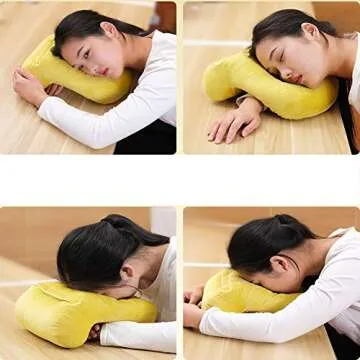 Seacity Nap Desk Sleeping Pillow for Adults and Kids, Memory Cotton Travel Nap Face Pillow with Arm Rest Back Support Pillow for Office School Library
