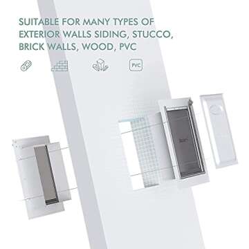 Baboni 3-Flap Pet Door for Wall, Steel Frame and Telescoping Tunnel, Aluminum Lock, Double Flap Dog ...