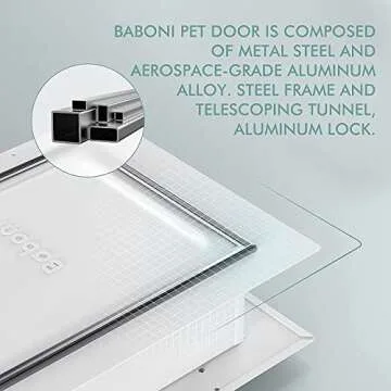 Baboni 3-Flap Pet Door for Wall, Steel Frame and Telescoping Tunnel, Aluminum Lock, Double Flap Dog Door and Cat Door, Strong and Durable (Pets Up to 40 Lb) -Medium
