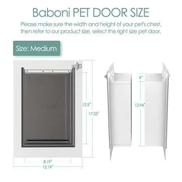 Baboni 3-Flap Pet Door for Wall, Steel Frame and Telescoping Tunnel, Aluminum Lock, Double Flap Dog Door and Cat Door, Strong and Durable (Pets Up to 40 Lb) -Medium