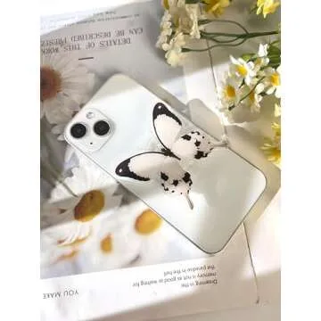 Butterfly Phone Grip, Rare Butterfly, Swallowtail Butterfly, Blue Butterfly, Cute Butterfly Holder, Transparent Resin Elasticity Holder (White)