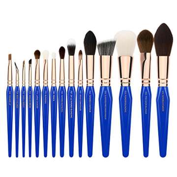 Bdellium Tools Professional Makeup Brush Golden Triangle Phase II Complete 15pc Brush Set with Pouch